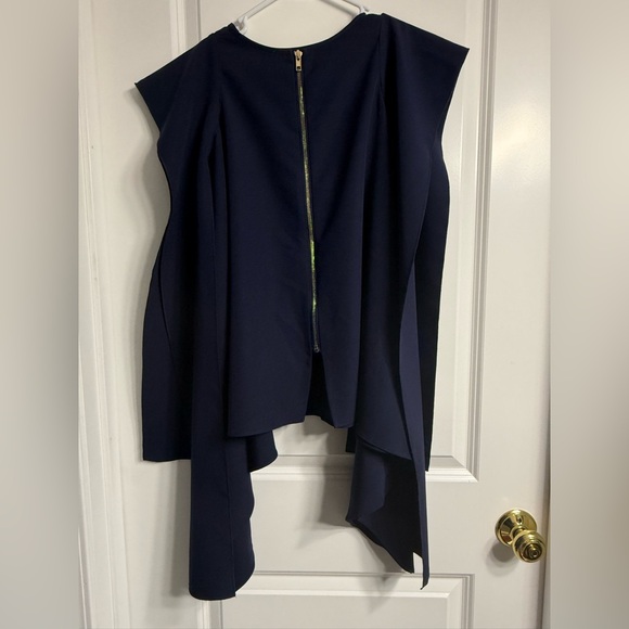 EUC Gracia Drapery Sleeveless Out Shell Navy Blue Poncho Top Size Small - Picture 6 of 12
